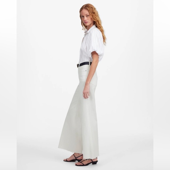 Madewell Flared Wide-Leg Crop Jeans Women's Size 29 in Pure White raw hem NEW - Picture 3 of 15